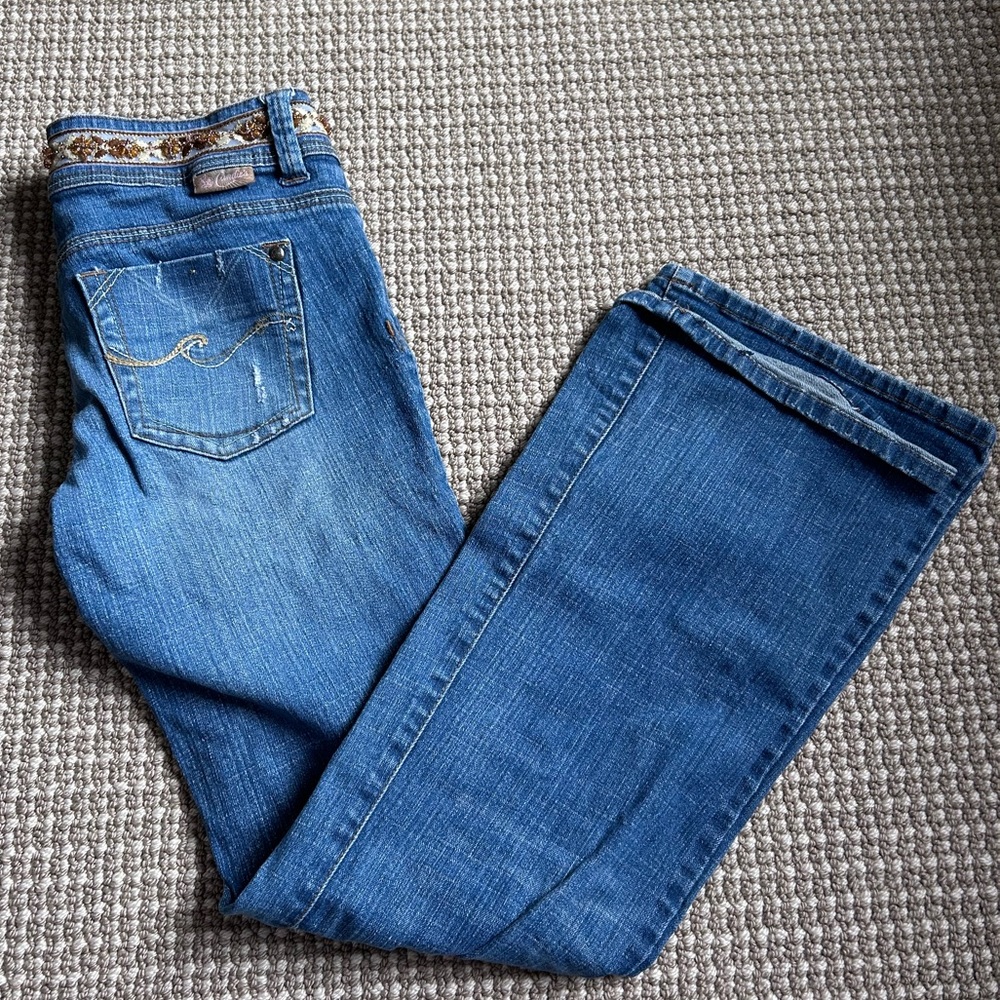 🌙Vintage Beaded Low Rise Y2K Jeans!